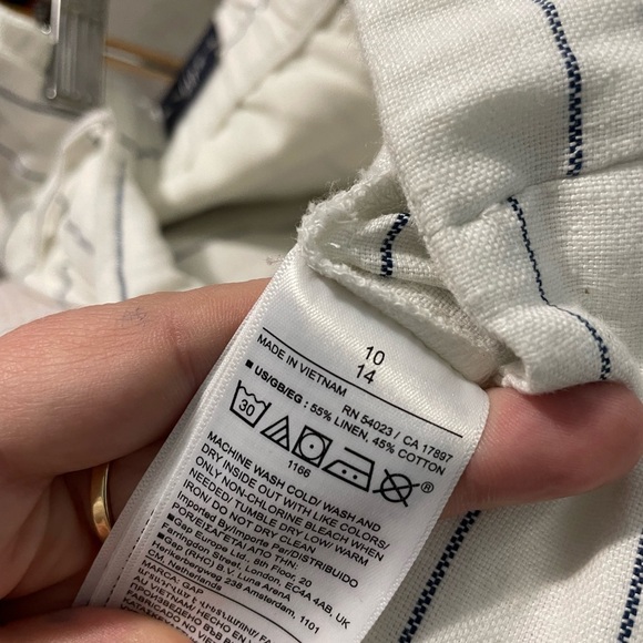 NWT GAP|| High Rise Linen-Cotton Trousers, Pleated Striped Pants Size 10 - Picture 12 of 12